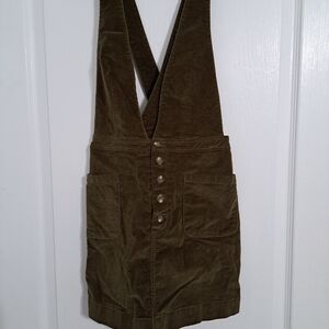 Free People Old School Love Olive Green Corduroy Jumper Dress Size Small